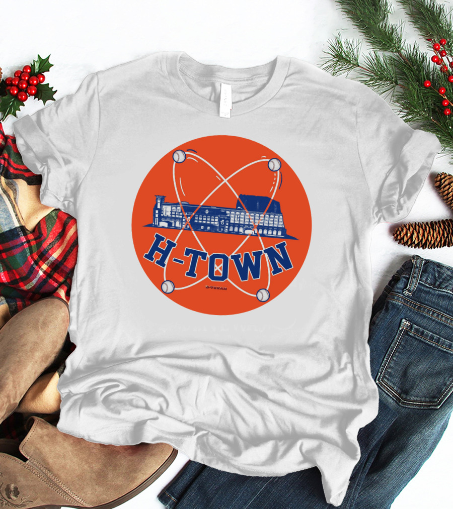 H-Town D-Texan Baseball Landmark Iconography T-Shirt