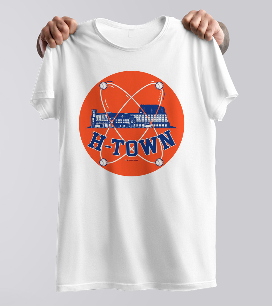 H-Town D-Texan Baseball Landmark Iconography T-Shirt