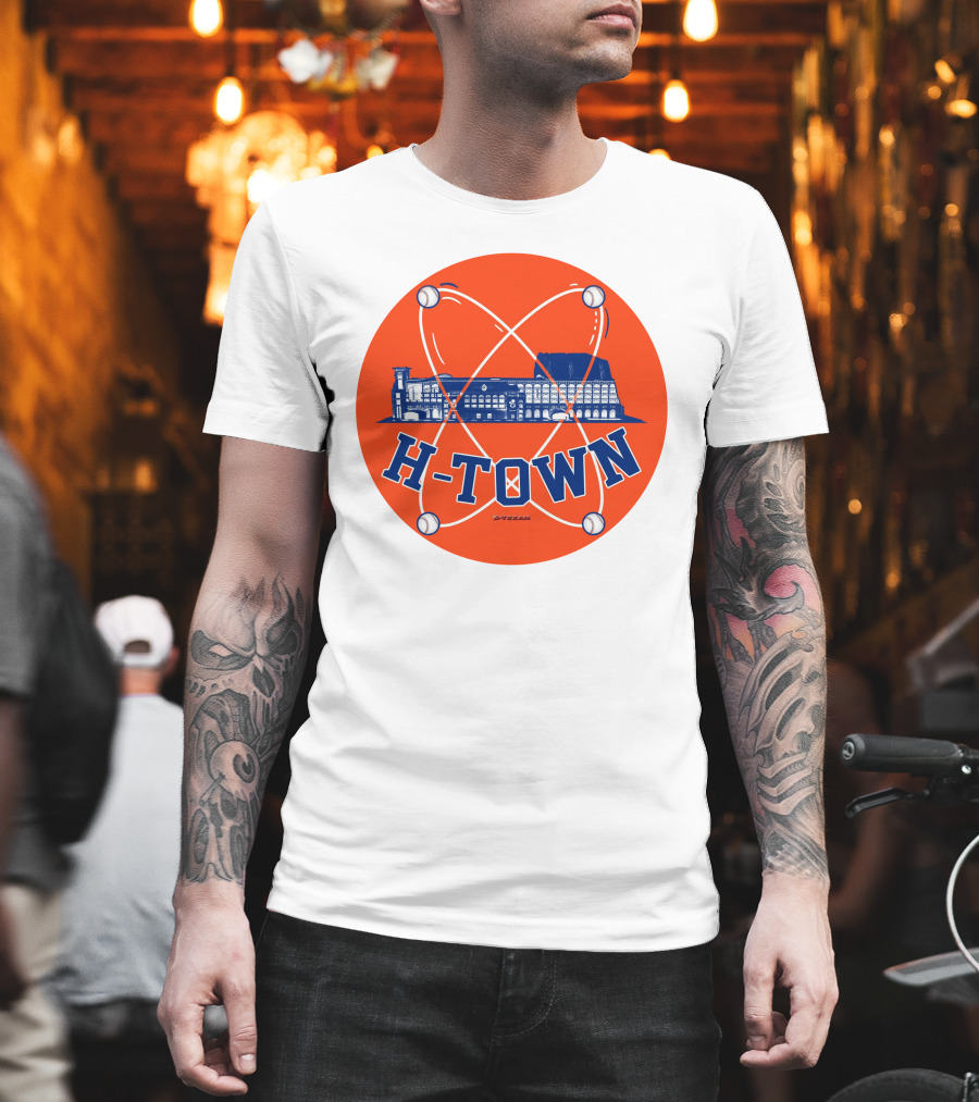H-Town D-Texan Baseball Landmark Iconography T-Shirt