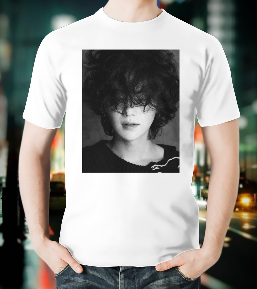 Suga Min Yoongi's Face Black And White Curly Hair T-Shirt