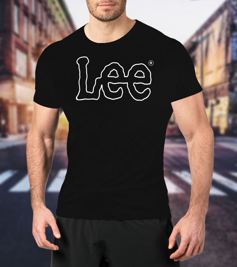 Lee Wobbly White Outline Text T-Shirt