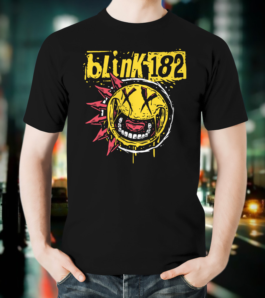 Blink182 Punk Smiley Distressed Face T-Shirt
