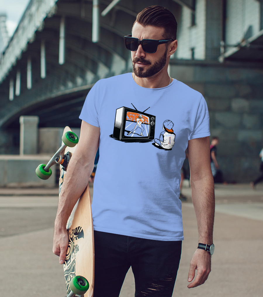 Vibz Idols Tagovailoa Football Fan Watching Retro TV T-Shirt