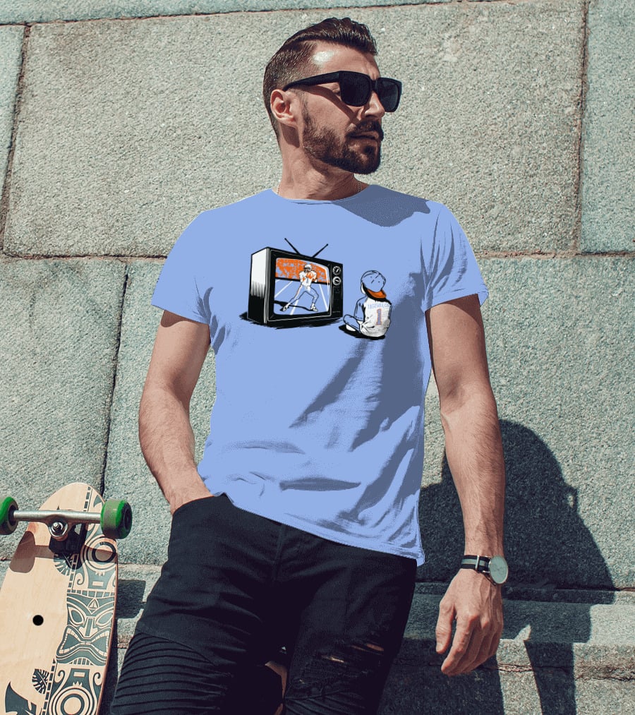 Vibz Idols Tagovailoa Football Fan Watching Retro TV T-Shirt