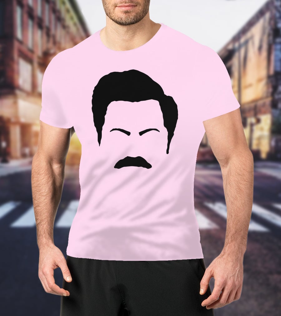 Ron Swanson Mustache Face Silhouette Parks And Recreation T-Shirt