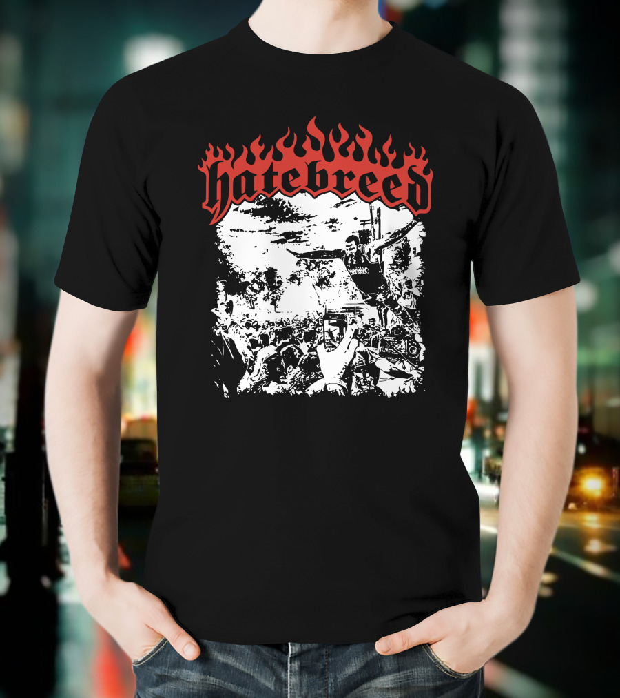 Hatebreed Flaming Logo Brody Dive Concert Crowd Scene T-Shirt