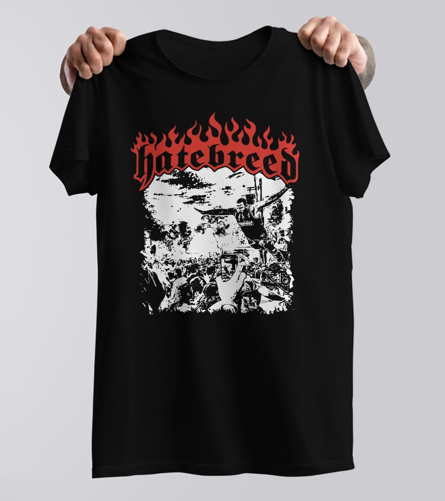 Hatebreed Flaming Logo Brody Dive Concert Crowd Scene T-Shirt