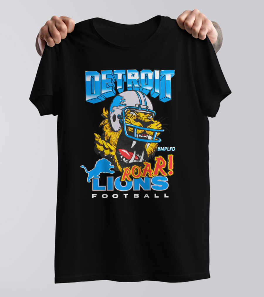 Detroit Lions SMPLFD Roar Football T-Shirt