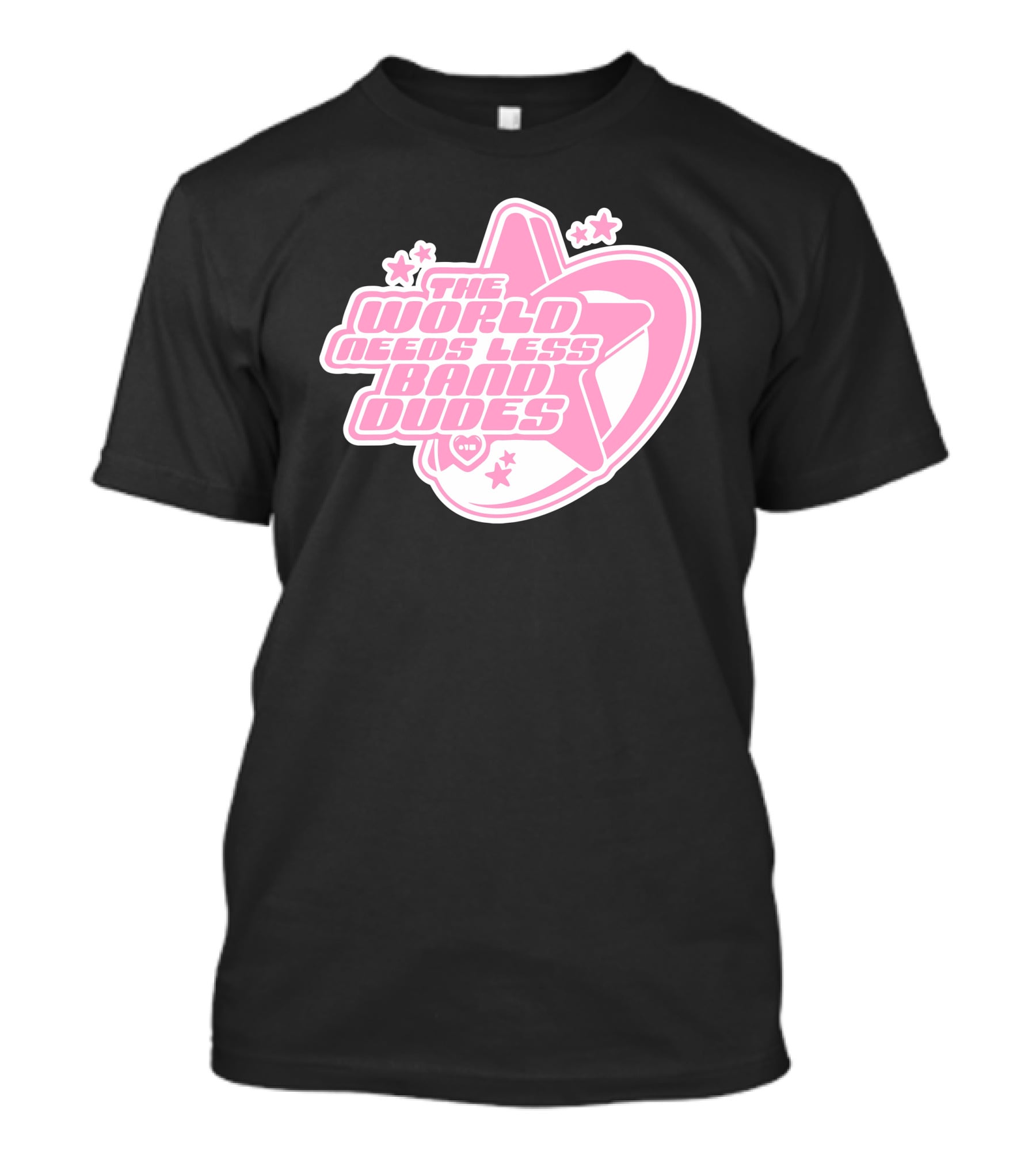 The World Needs Less Band Dudes Star Heart Pink Graphics T-Shirt
