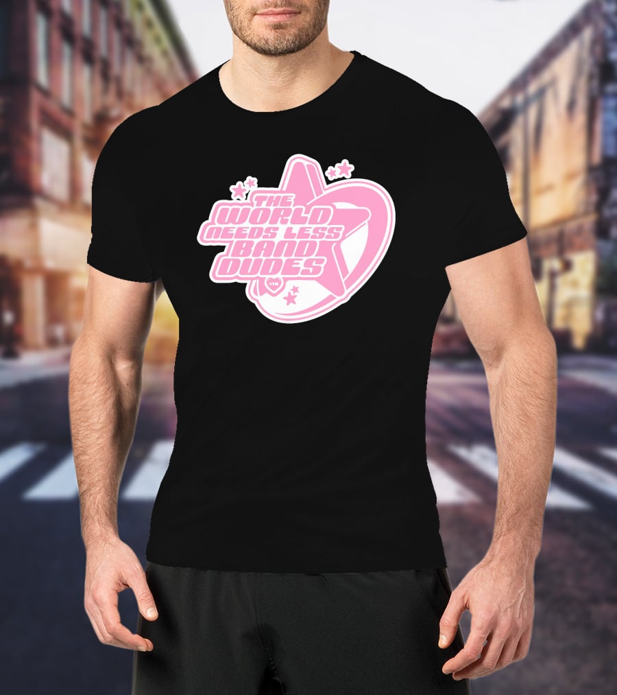 The World Needs Less Band Dudes Star Heart Pink Graphics T-Shirt
