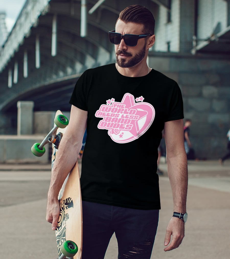 The World Needs Less Band Dudes Star Heart Pink Graphics T-Shirt