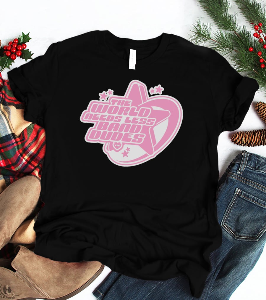 The World Needs Less Band Dudes Star Heart Pink Graphics T-Shirt