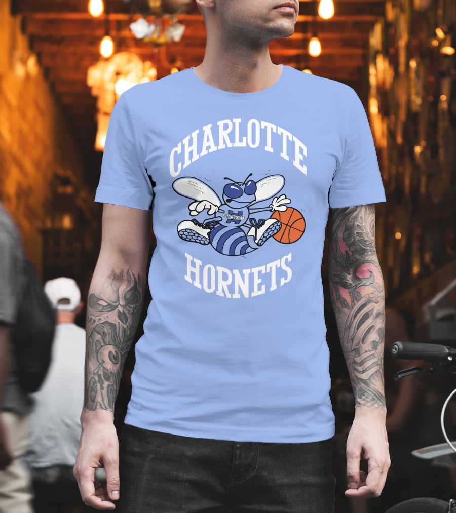 Charlotte Hornets Buzzing Basketball Mascot T-Shirt