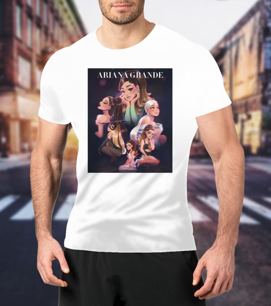 Ariana Grande Cartoon Characters Collage T-Shirt