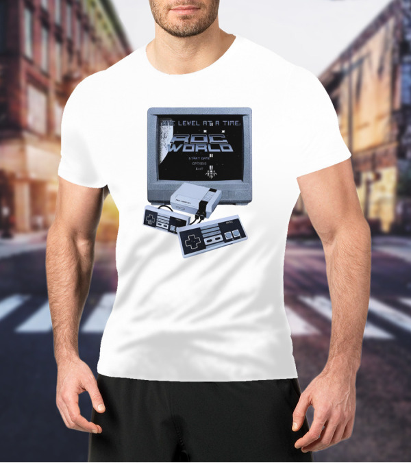 Rdc World NES One Level At A Time Retro Gaming Console And Controllers T-Shirt