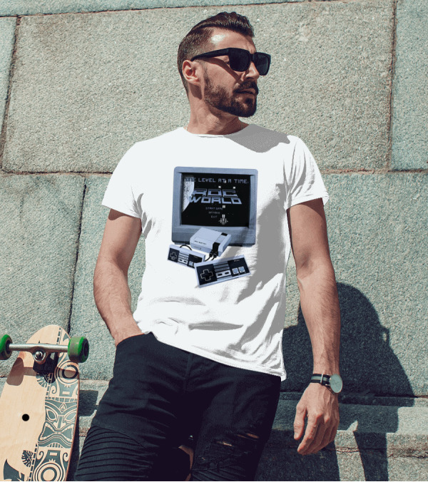 Rdc World NES One Level At A Time Retro Gaming Console And Controllers T-Shirt