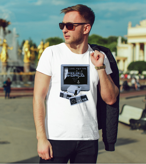 Rdc World NES One Level At A Time Retro Gaming Console And Controllers T-Shirt