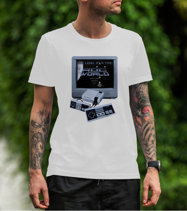 Rdc World NES One Level At A Time Retro Gaming Console And Controllers T-Shirt