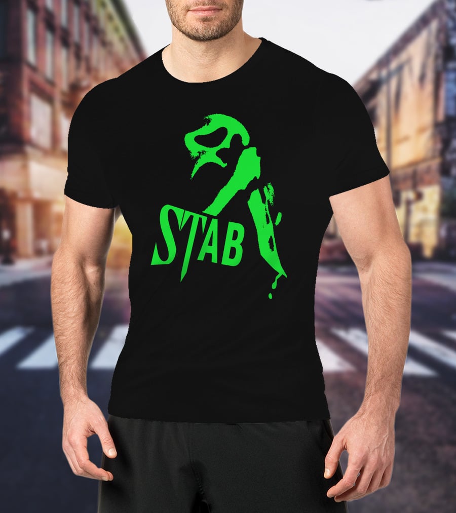 Ghostface Stab Green Mask Dripping Knife T-Shirt