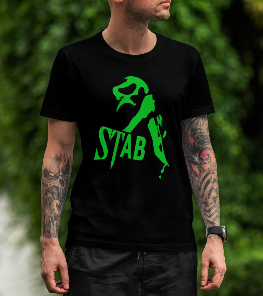 Ghostface Stab Green Mask Dripping Knife T-Shirt