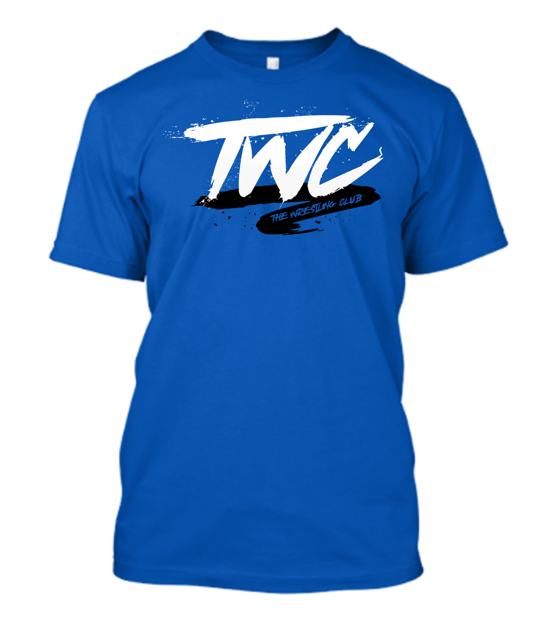 TWC The Wrestling Club Bold Brushstroke Logo On Blue T-Shirt