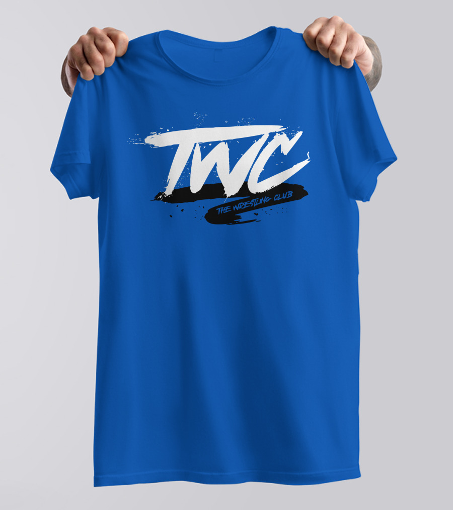 TWC The Wrestling Club Bold Brushstroke Logo On Blue T-Shirt