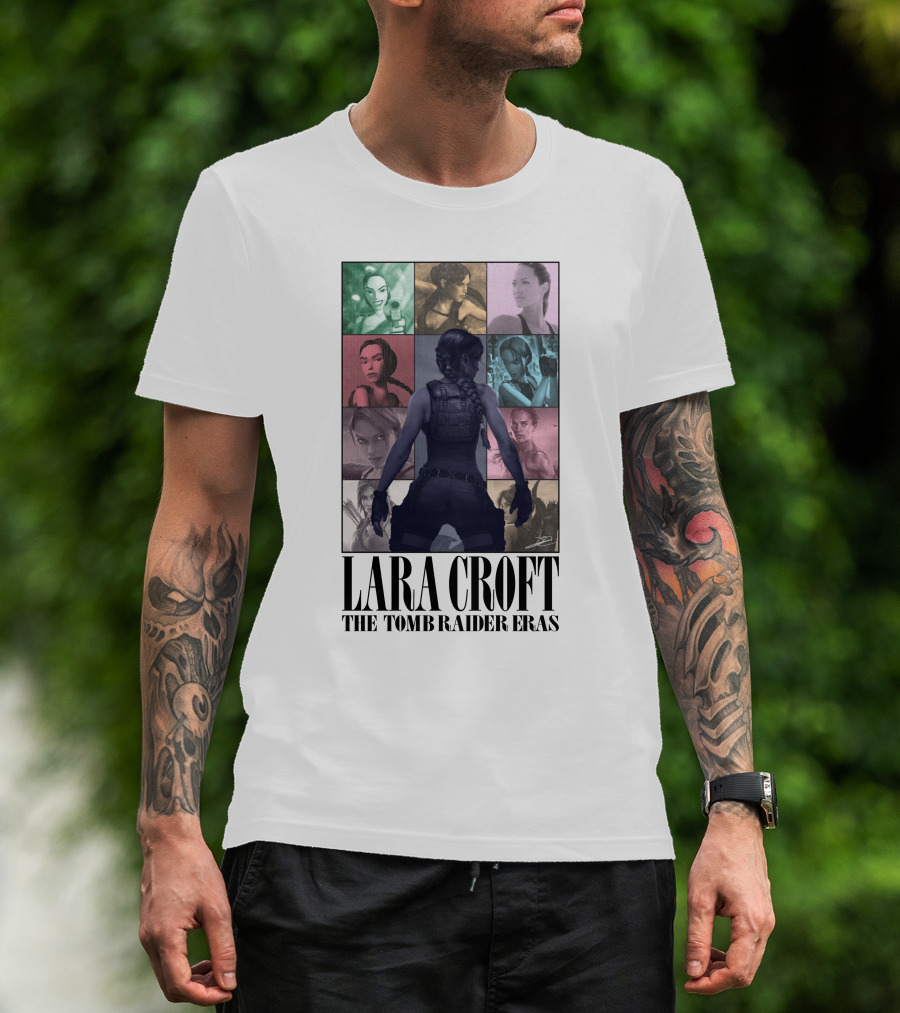 Lara Croft Character Evolution Through The Tomb Raider Eras T-Shirt