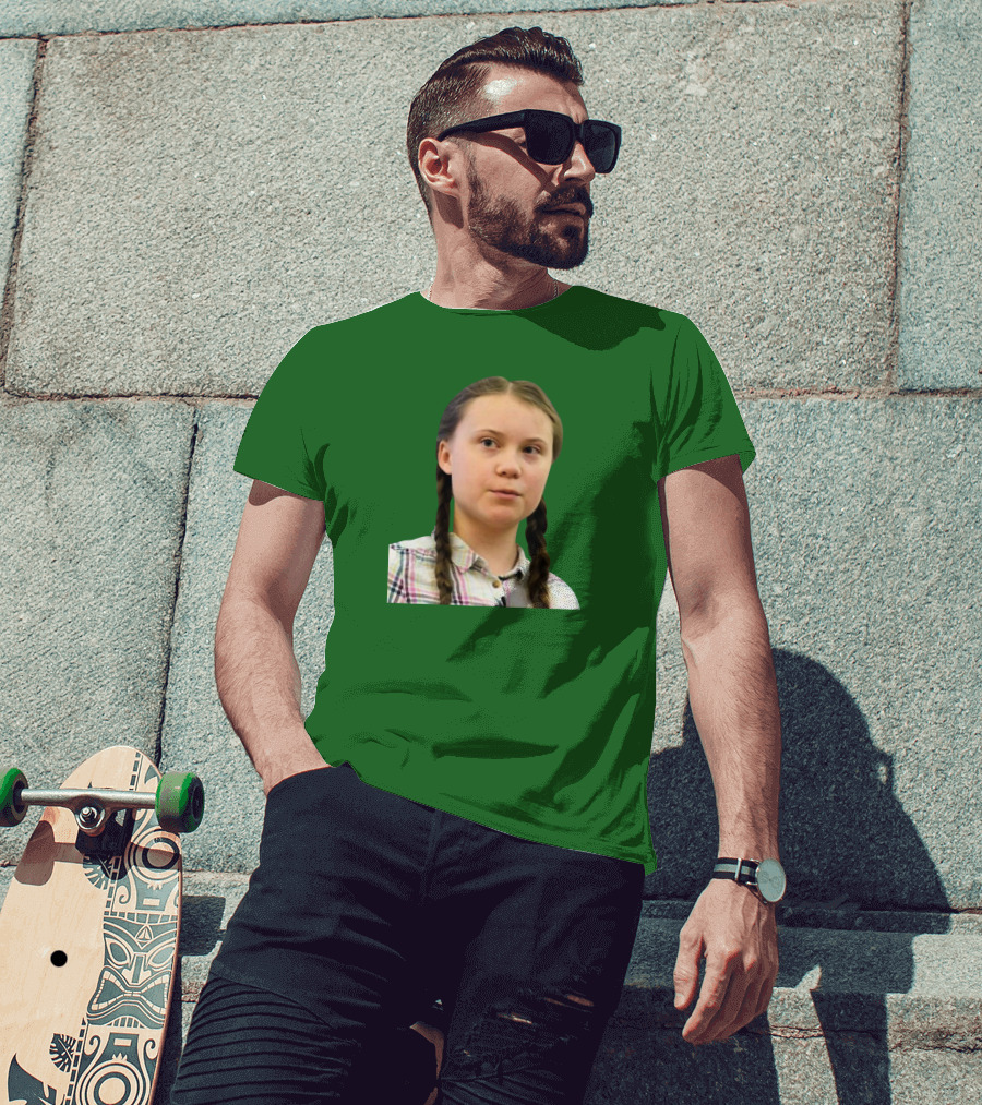 Greta’s Face Green Background T-Shirt