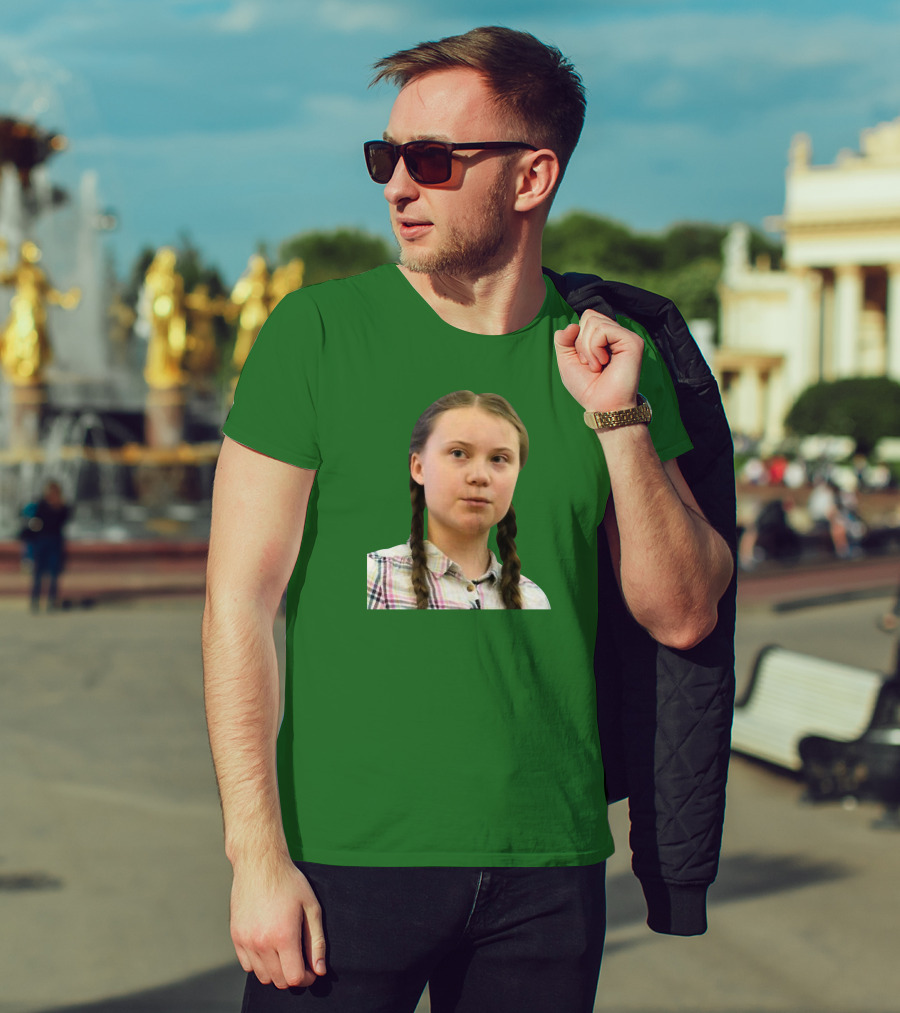 Greta’s Face Green Background T-Shirt