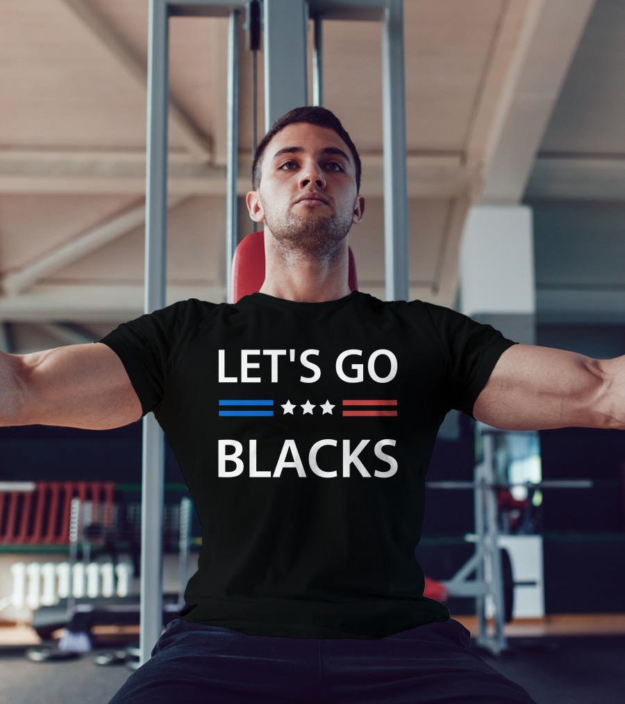 LET'S GO BLACKS Stars Blue Red Stripes T-Shirt