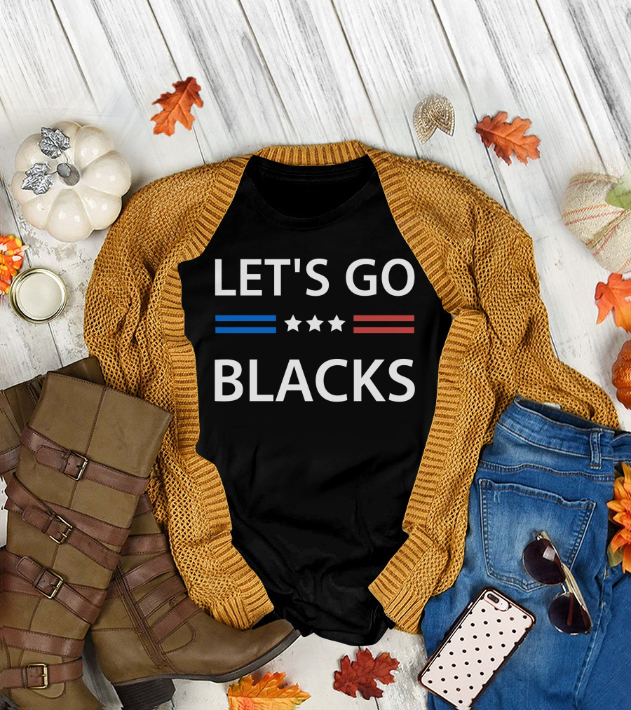 LET'S GO BLACKS Stars Blue Red Stripes T-Shirt