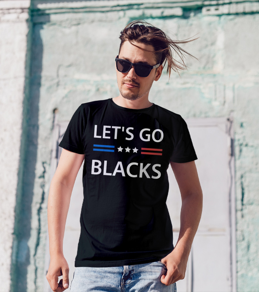 LET'S GO BLACKS Stars Blue Red Stripes T-Shirt