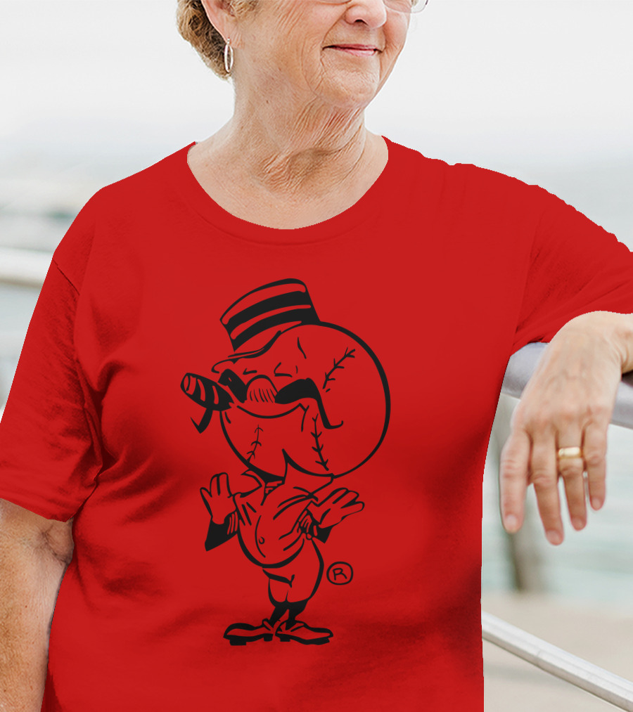 Cigar-Smoking Baseball Head Cartoon With Hat T-Shirt