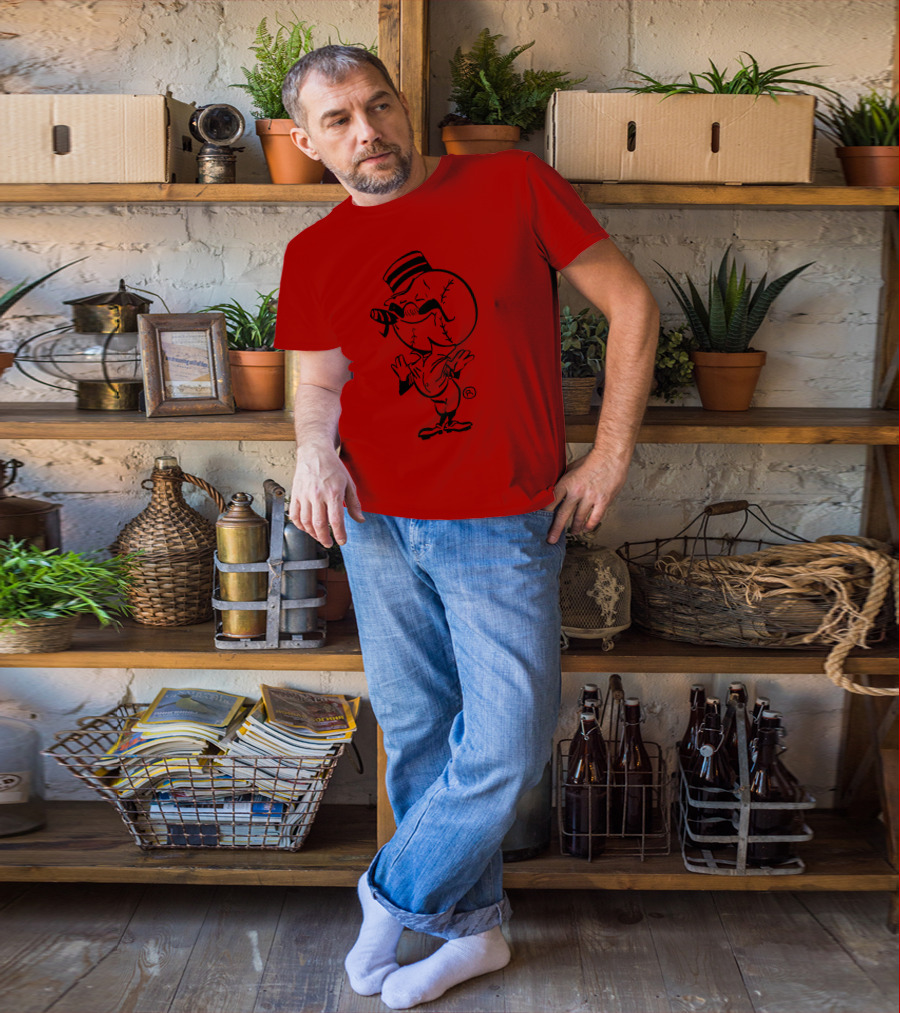 Cigar-Smoking Baseball Head Cartoon With Hat T-Shirt