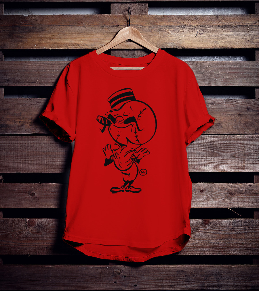 Cigar-Smoking Baseball Head Cartoon With Hat T-Shirt