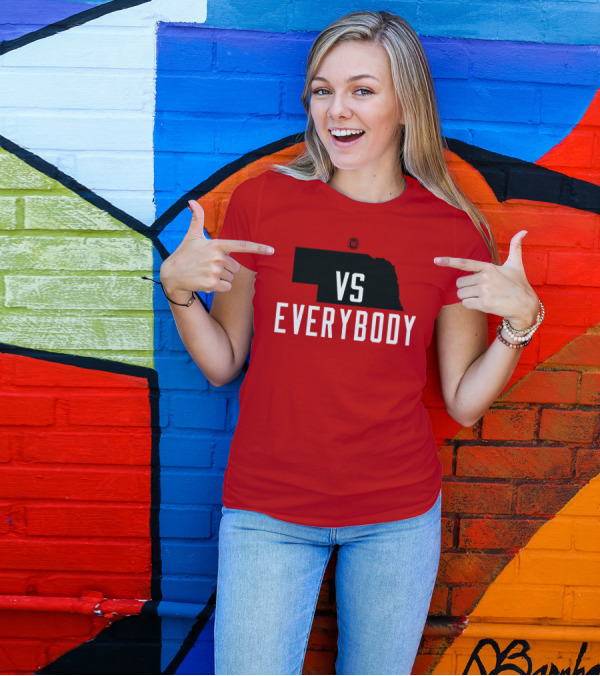 Nebraska Vs Everybody Red And Black State T-Shirt
