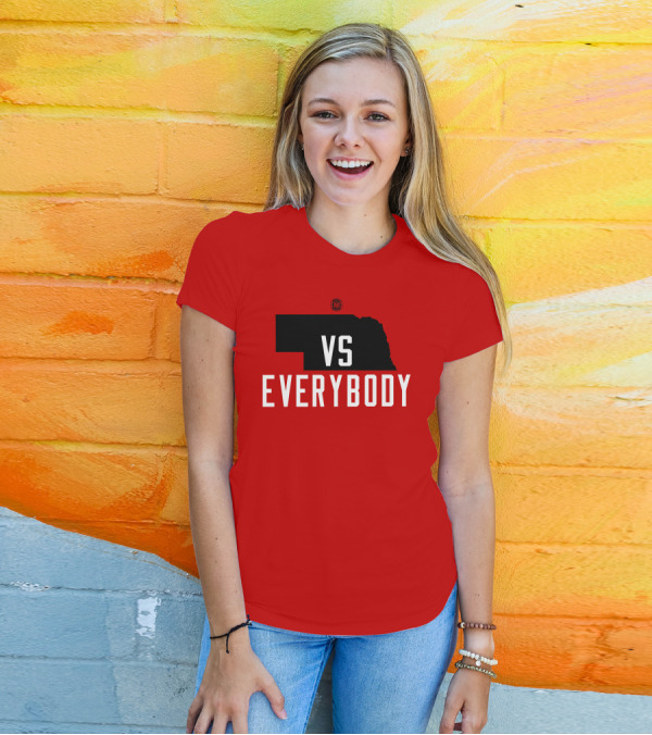 Nebraska Vs Everybody Red And Black State T-Shirt