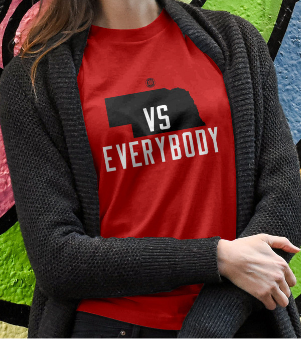 Nebraska Vs Everybody Red And Black State T-Shirt