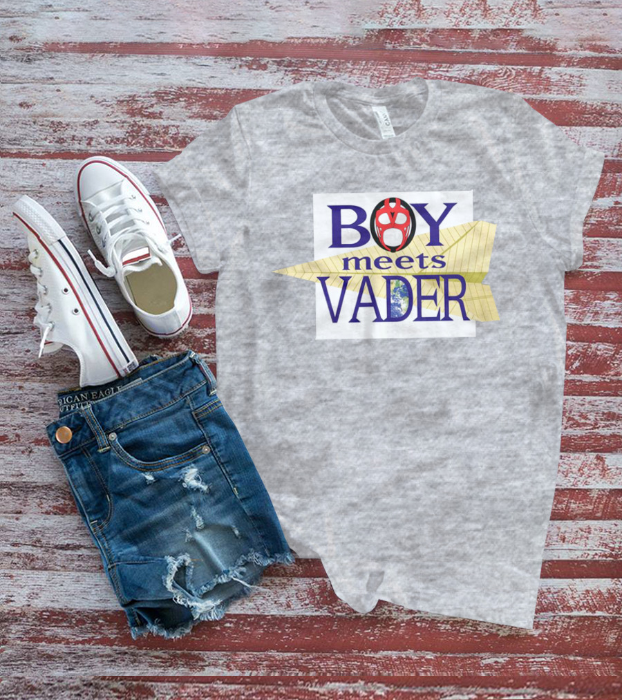 BOY Meets VADER Star Wars Parody Earth Paper Plane T-Shirt