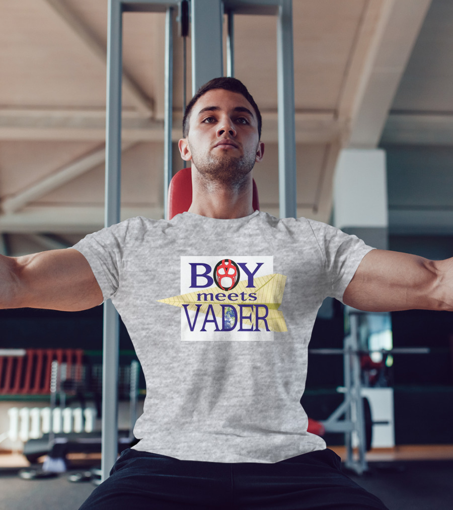 BOY Meets VADER Star Wars Parody Earth Paper Plane T-Shirt