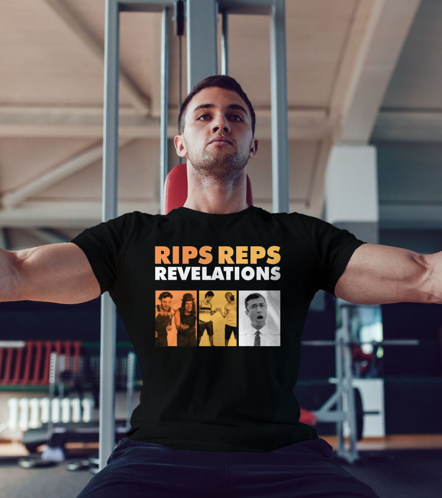Rips Reps Revelations Classic Comedy Flexing Surprised Expression T-Shirt