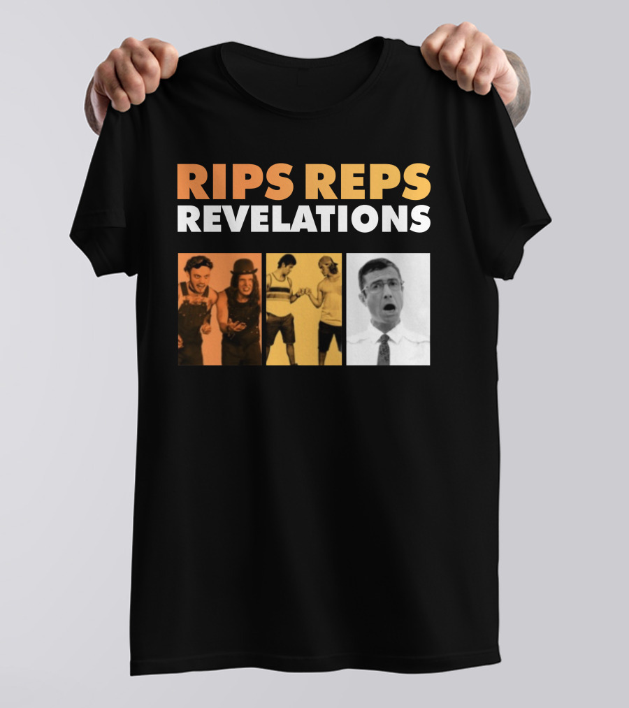 Rips Reps Revelations Classic Comedy Flexing Surprised Expression T-Shirt