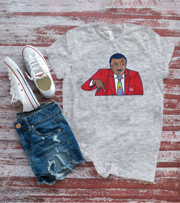 Basketball Analyst Fashion Red Suit Icon Horns Down Gesture T-Shirt