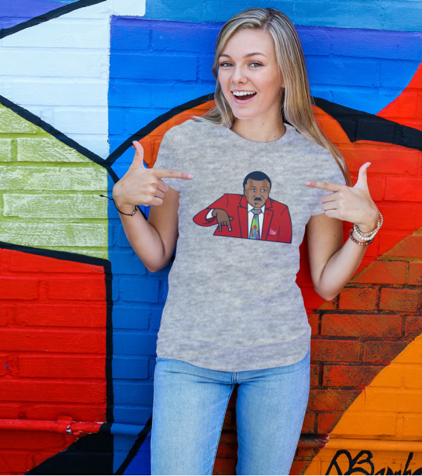 Basketball Analyst Fashion Red Suit Icon Horns Down Gesture T-Shirt