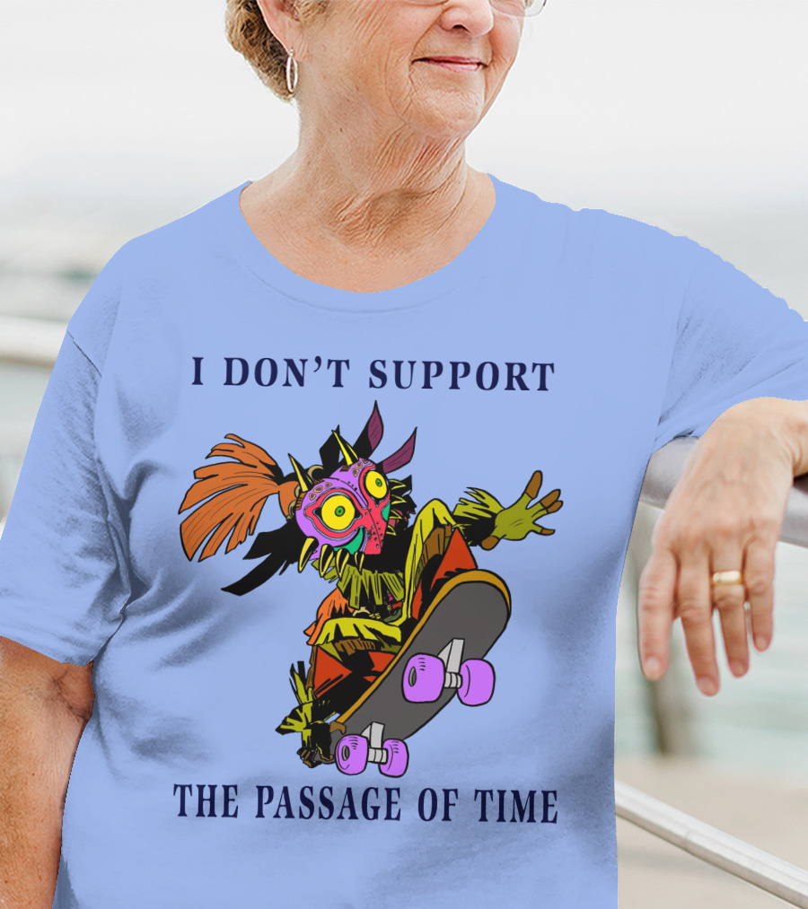I Don't Support The Passage Of Time Skateboarding Masked Character T-Shirt