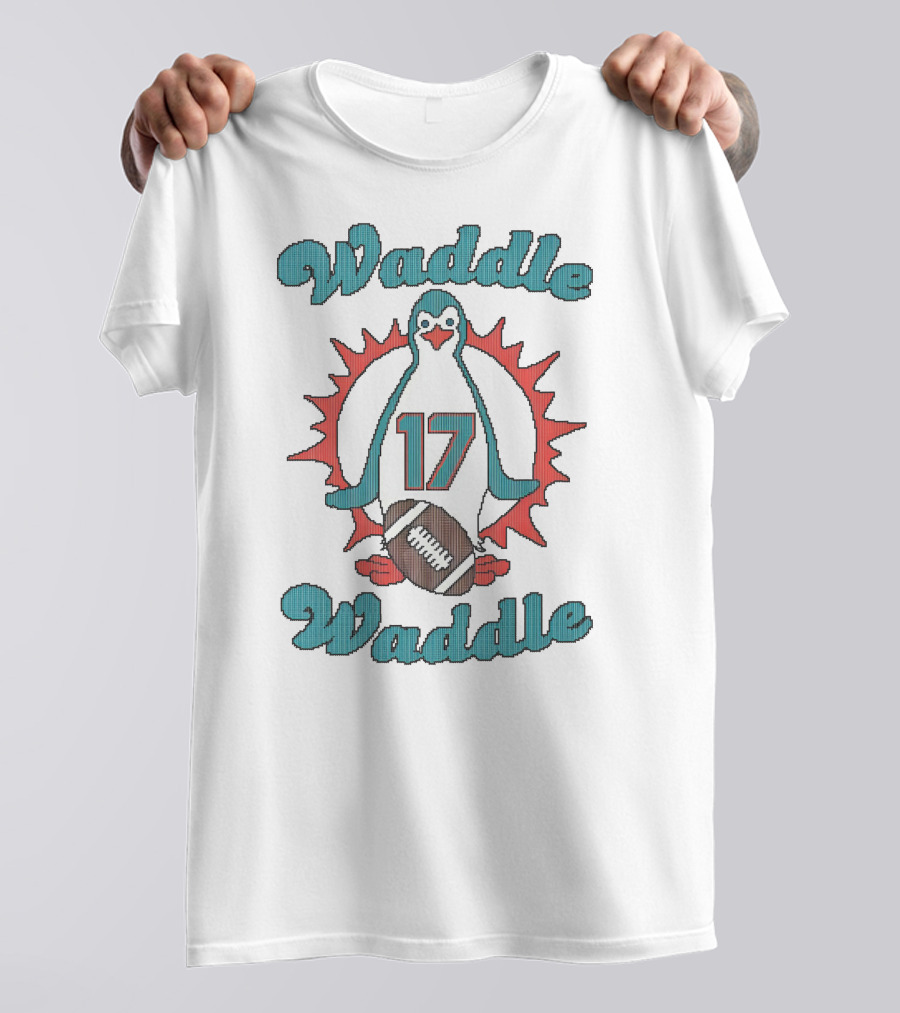 Waddle Waddle Penguin 17 Football Miami Dolphins T-Shirt