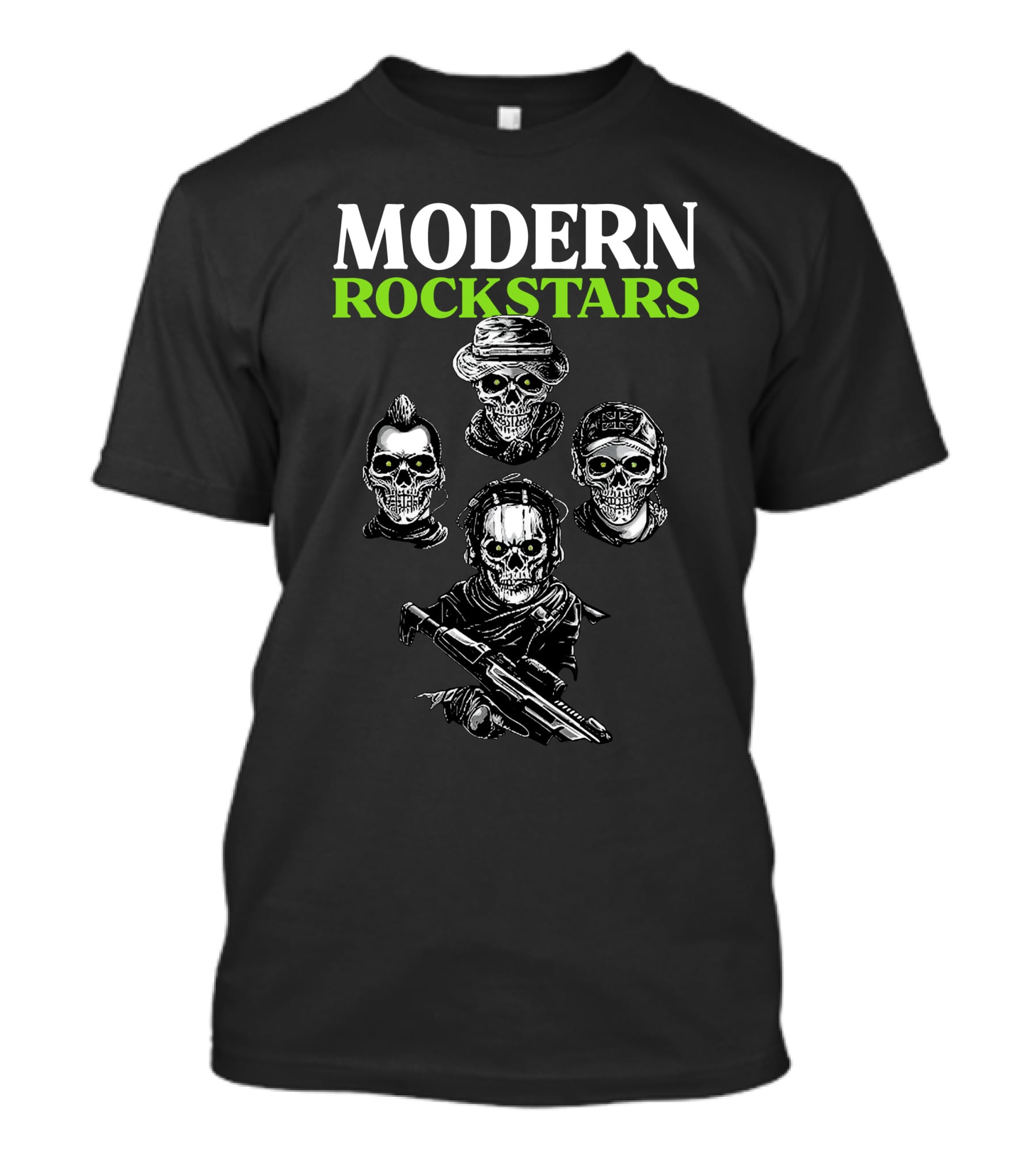 Modern Rockstars Modern Warfare 2 Skulls Holding Guns T-Shirt