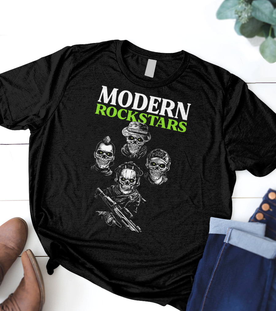 Modern Rockstars Modern Warfare 2 Skulls Holding Guns T-Shirt