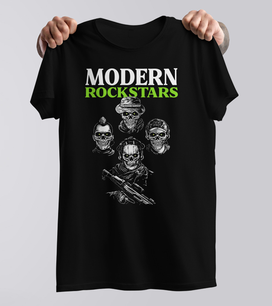 Modern Rockstars Modern Warfare 2 Skulls Holding Guns T-Shirt