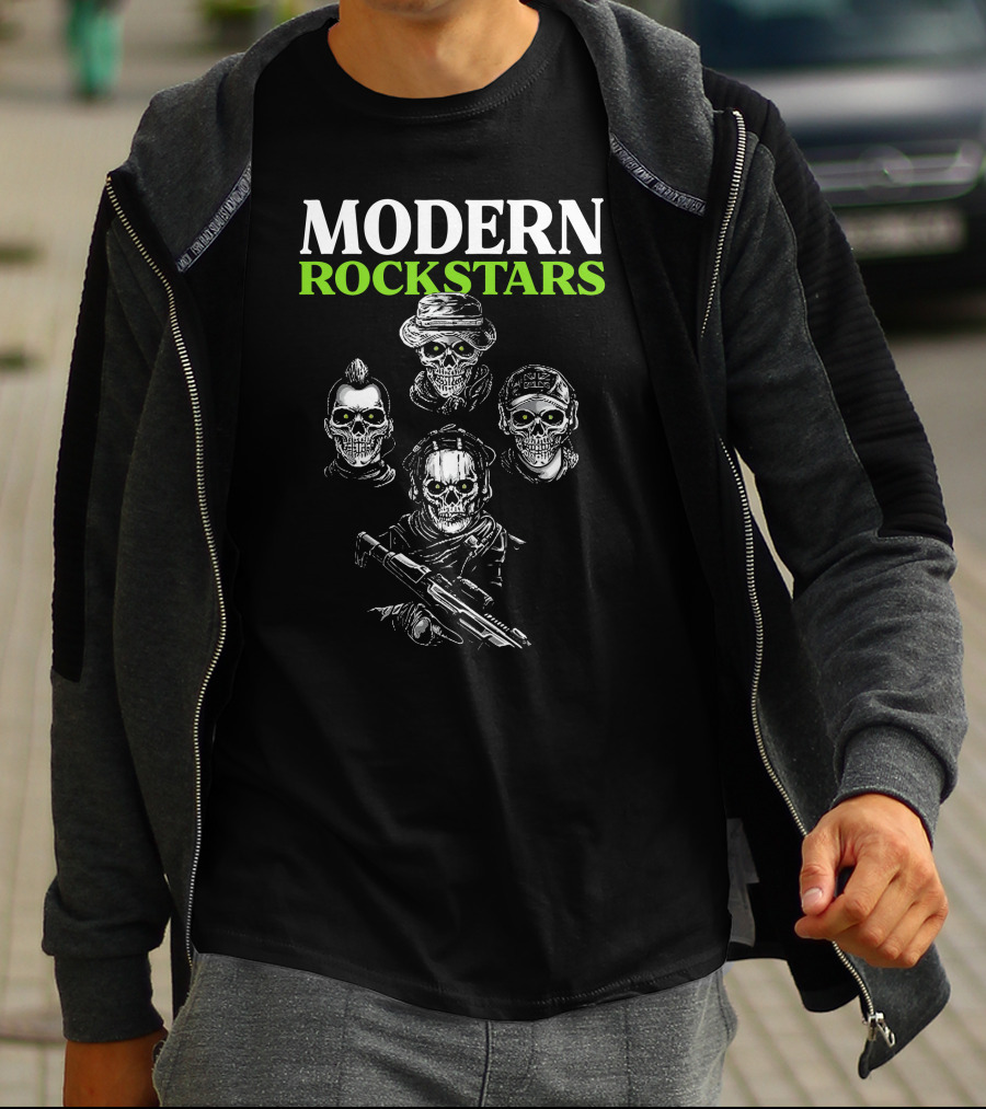 Modern Rockstars Modern Warfare 2 Skulls Holding Guns T-Shirt